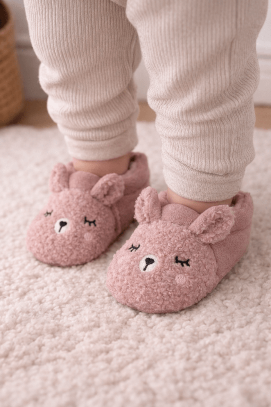 Παντοφλάκια αγκαλιάς ροζ σε σχέδιο αρκουδάκι με αυτάκια