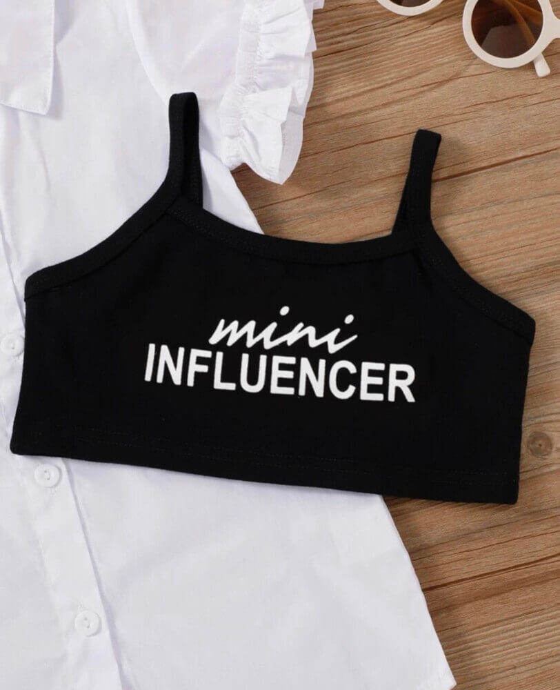 Σετ πουκαμίσα και crop top “Mini influencer”