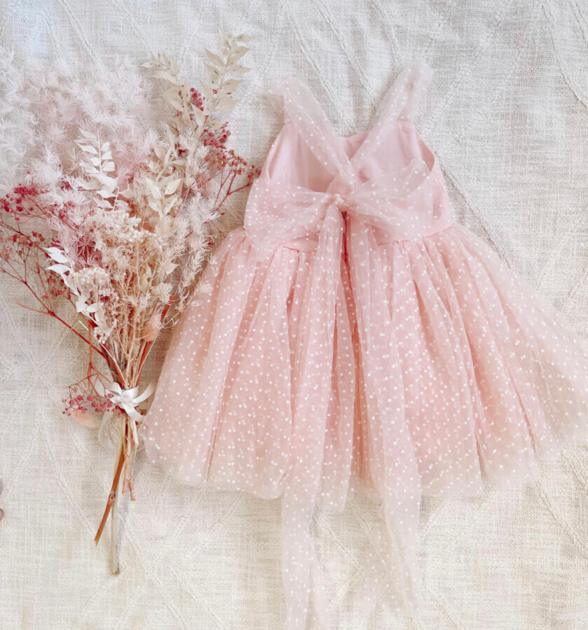 Eriette τούλινο ροζ πουά φόρεμα