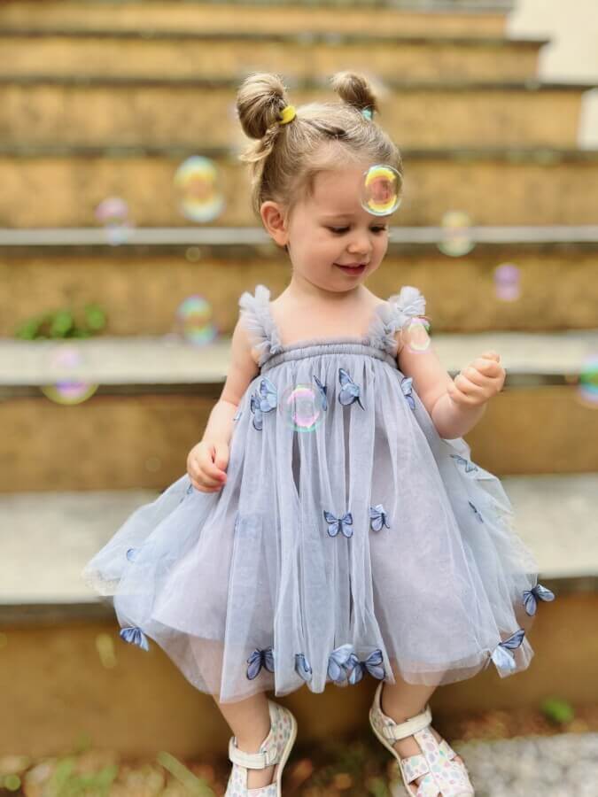 Τούλινο φόρεμα με πεταλούδες μπλε