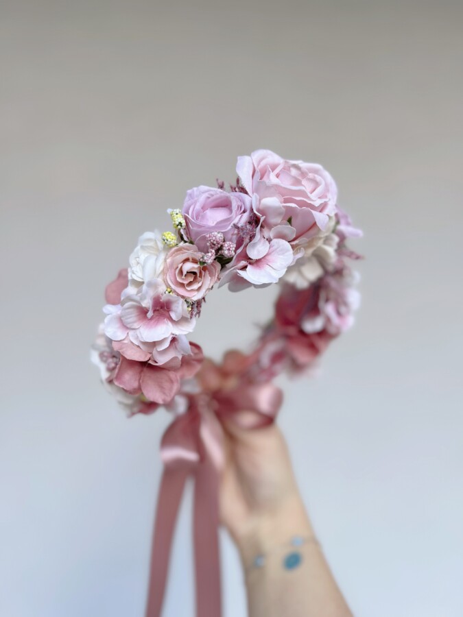 Dusty pink χειροποίητη flower crown
