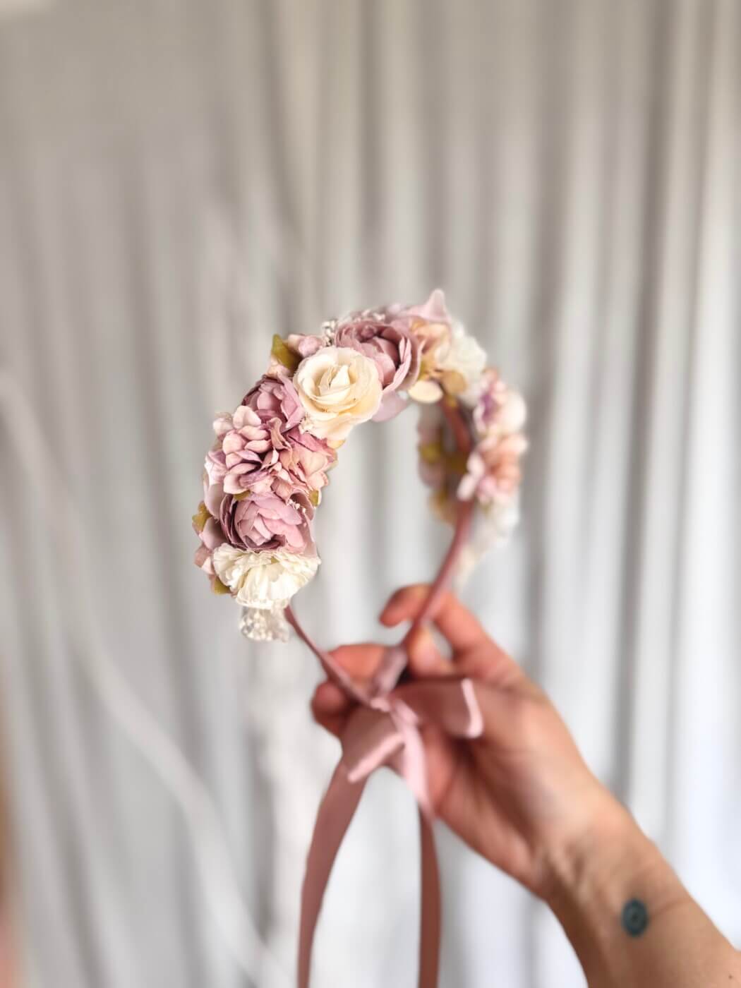 Dusty pink χειροποίητη flower crown