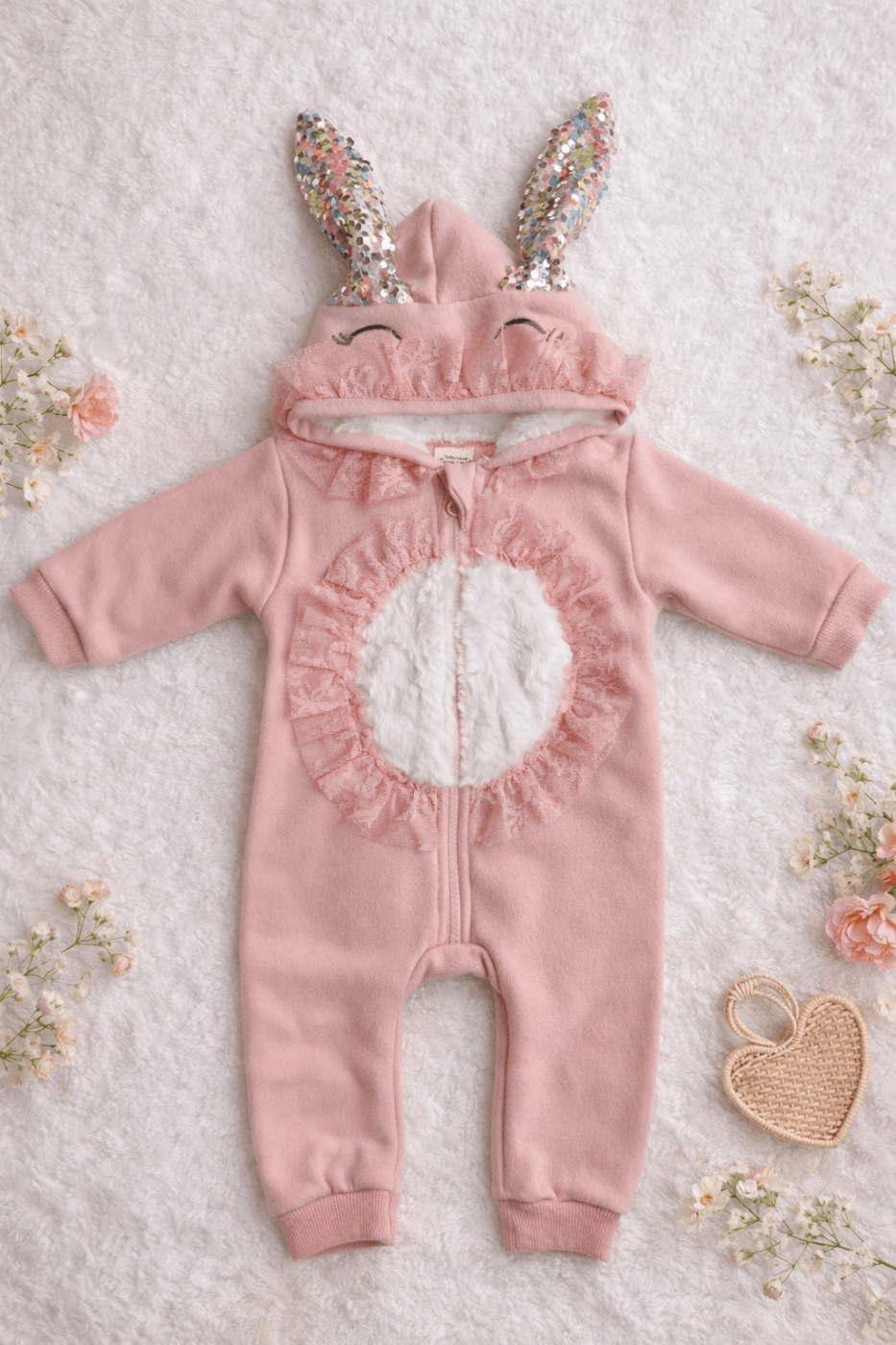 Ροζ ολόσωμο φορμάκι glittery bunny