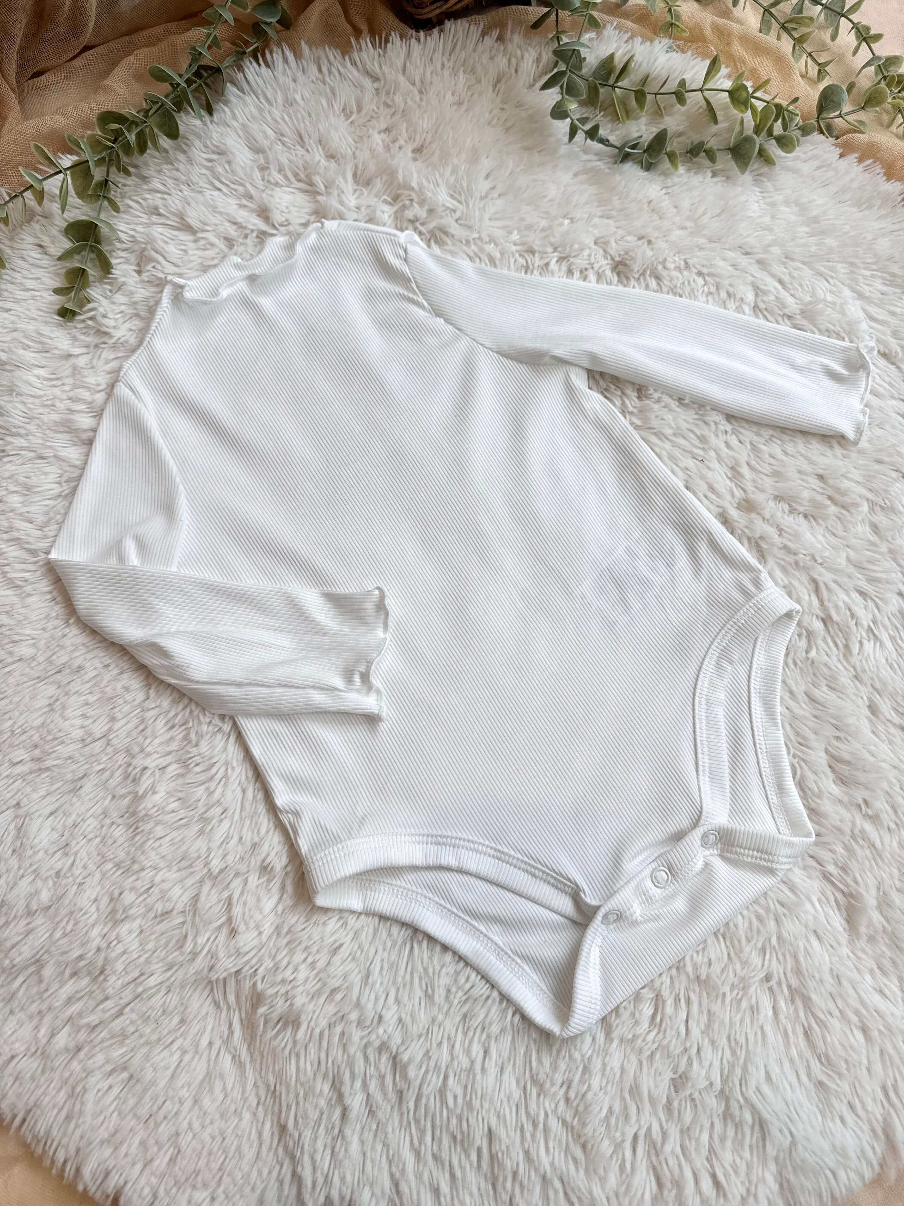 Λευκό rib μακρυμάνικο κορμάκι