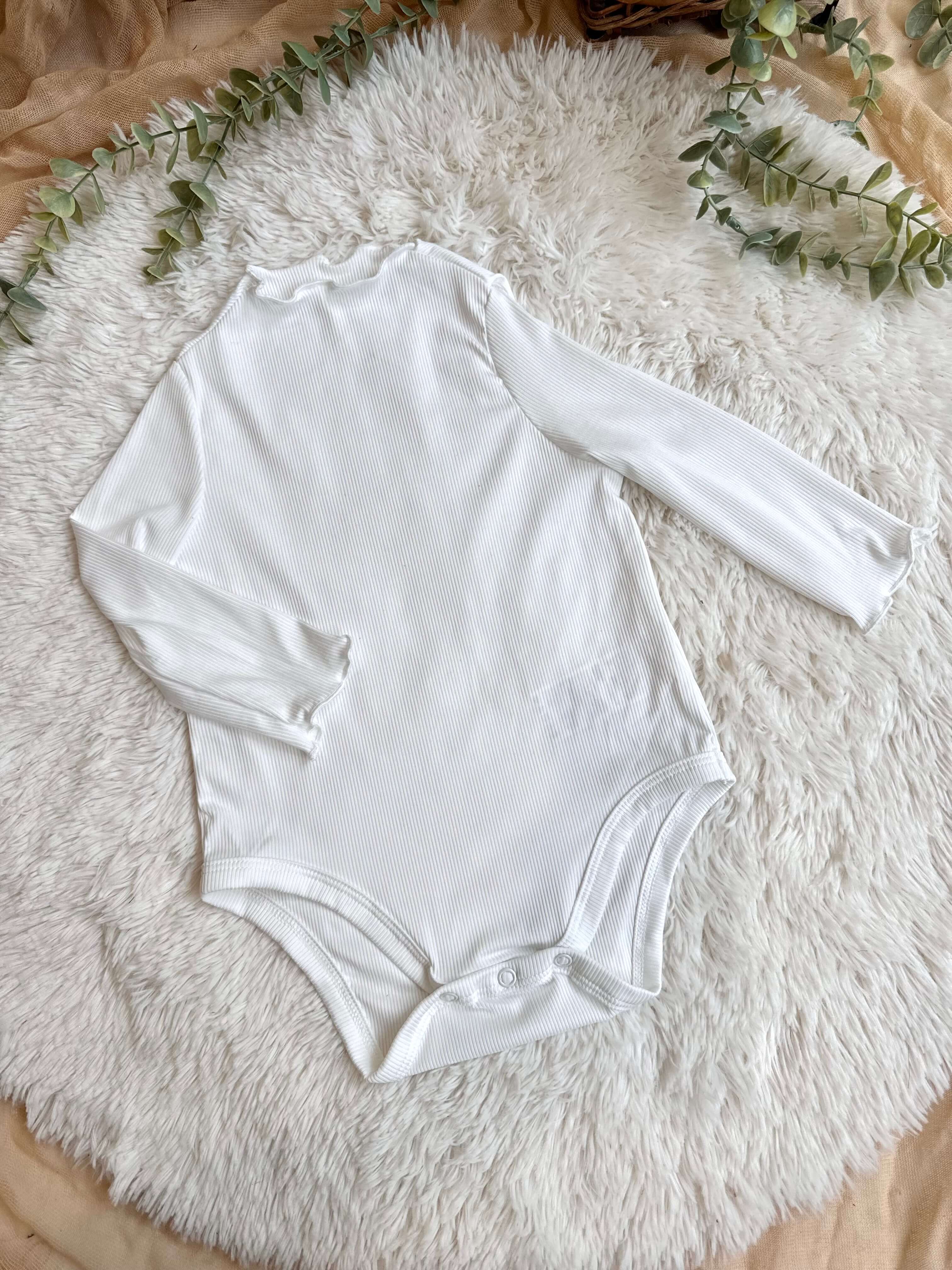 Λευκό rib μακρυμάνικο κορμάκι