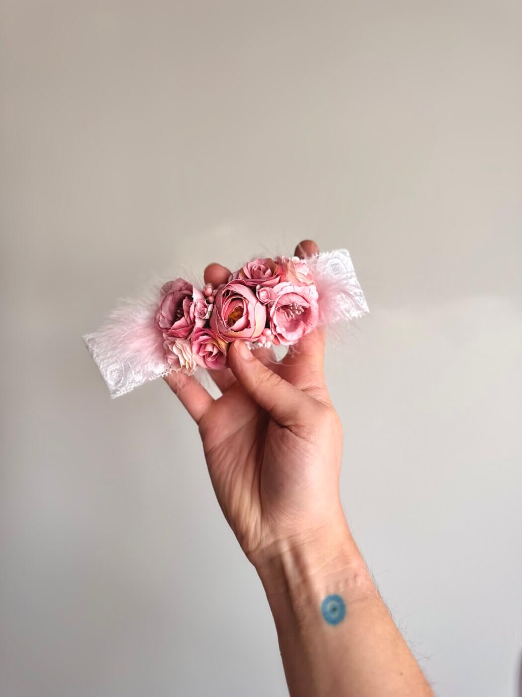 “Elsie” βρεφική floral χειροποίητη ελαστική κορδέλα