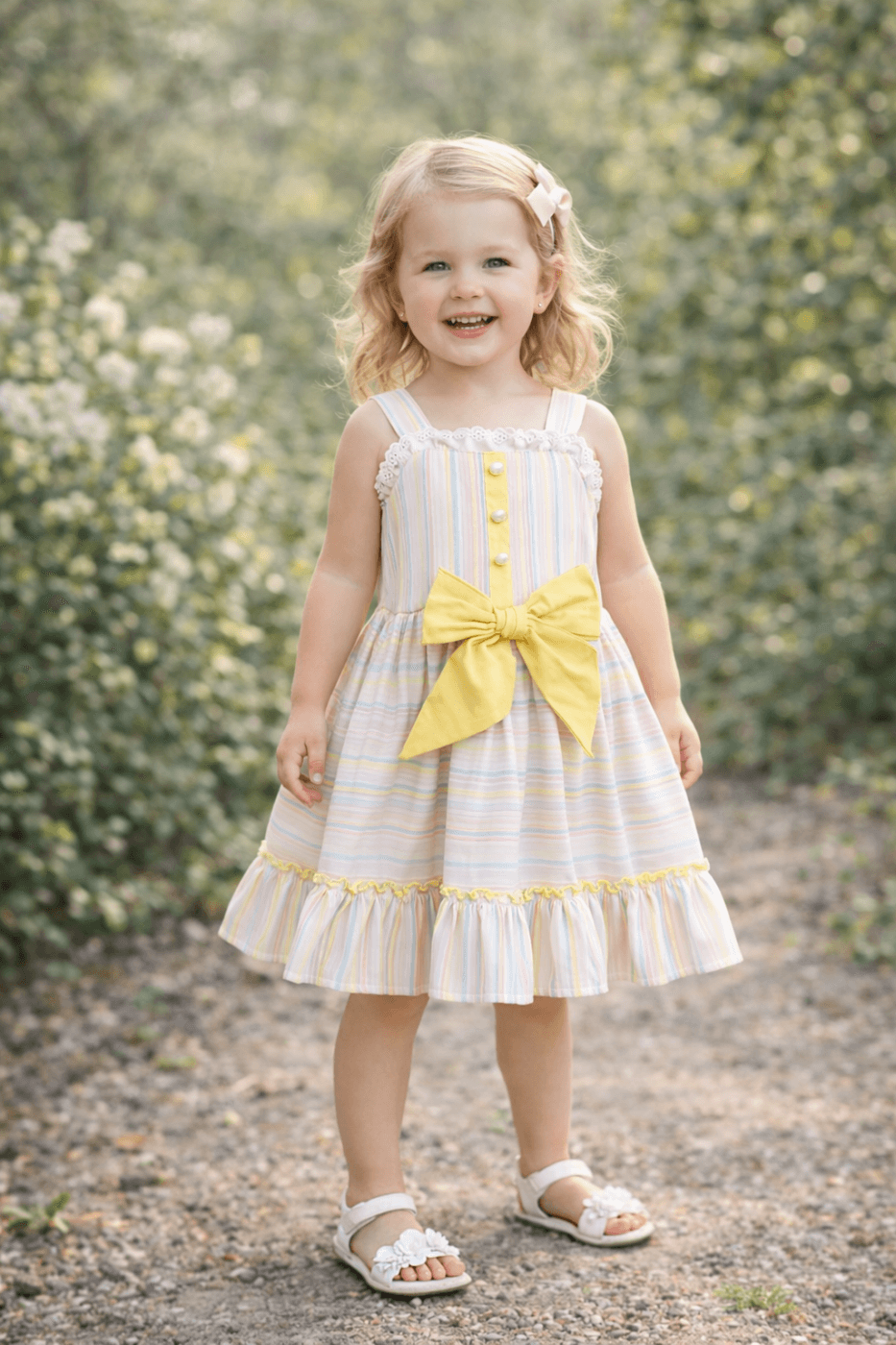 “Lollipop” βαμβακερό φορεματάκι με φιόγκο κίτρινο