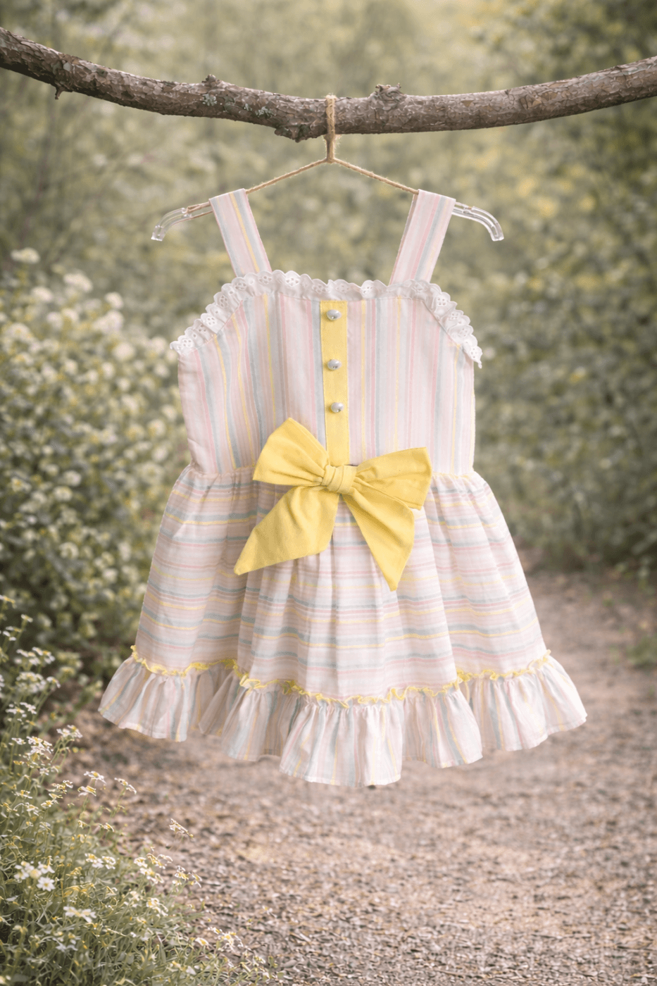 “Lollipop” βαμβακερό φορεματάκι με φιόγκο κίτρινο