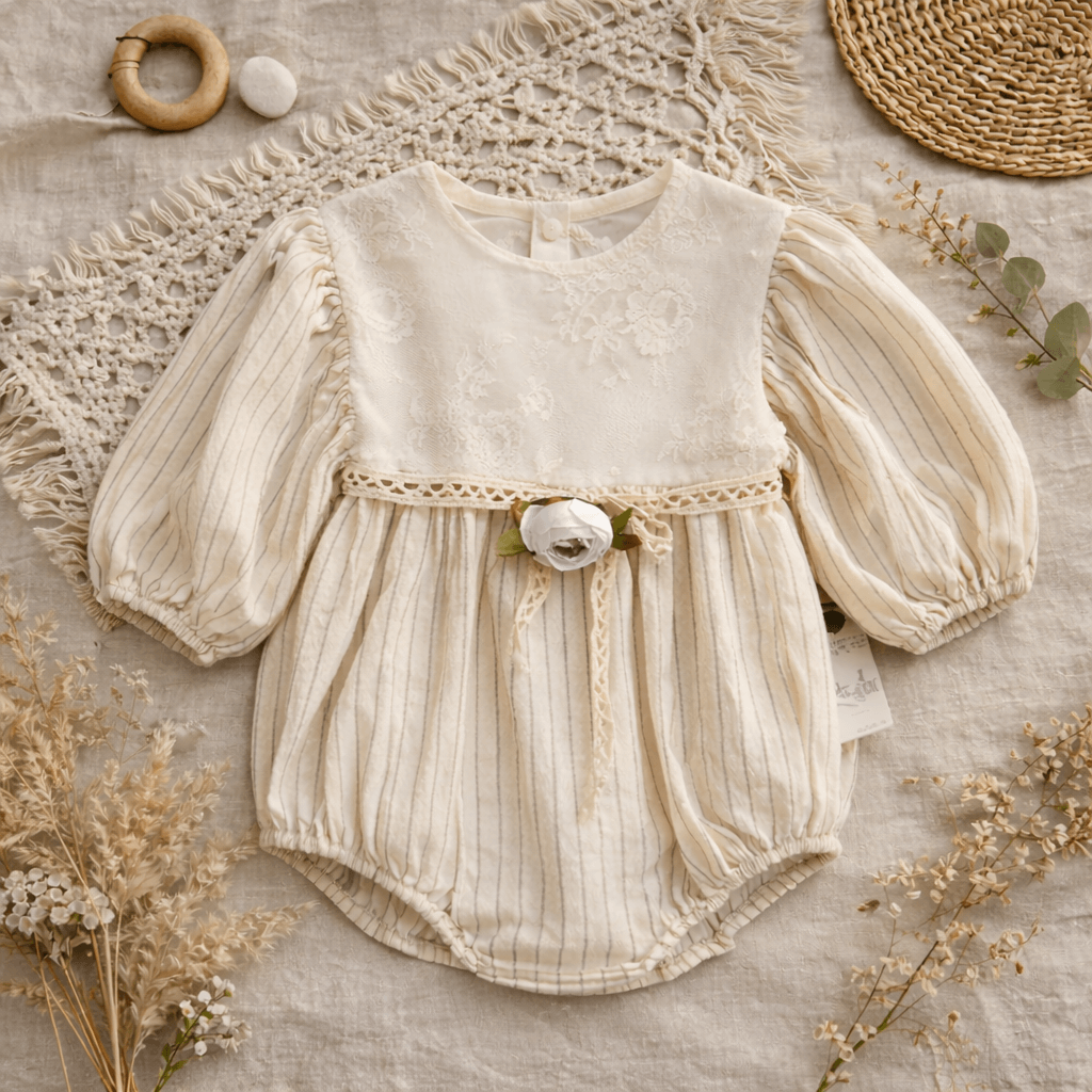 Boho λινό κορμάκι με μακρύ μανίκι και χιαστί πλάτη