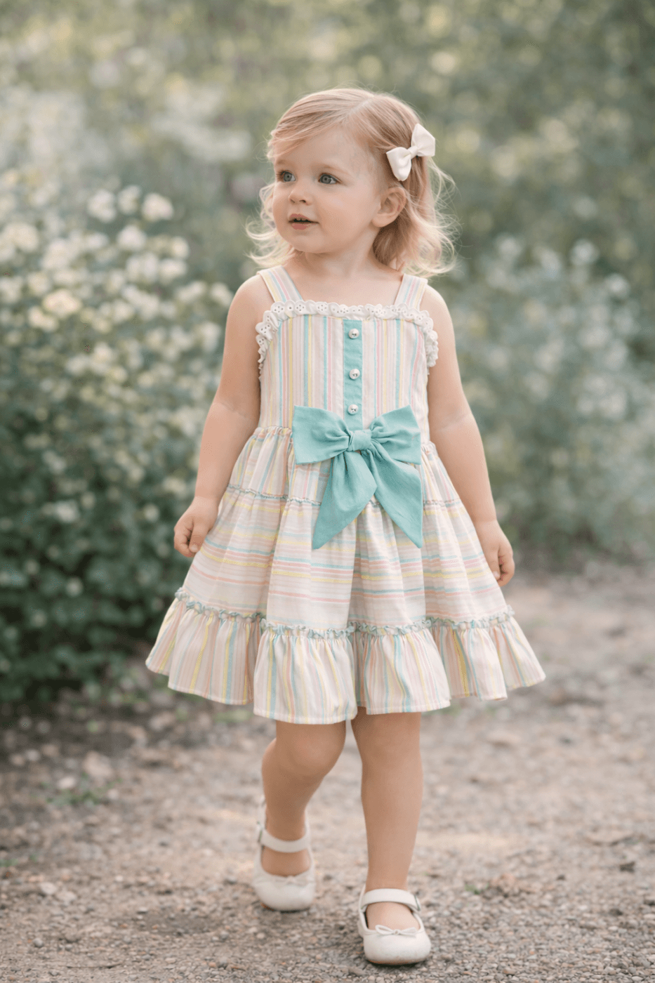 “Lollipop” βαμβακερό φορεματάκι με φιόγκο μπλε